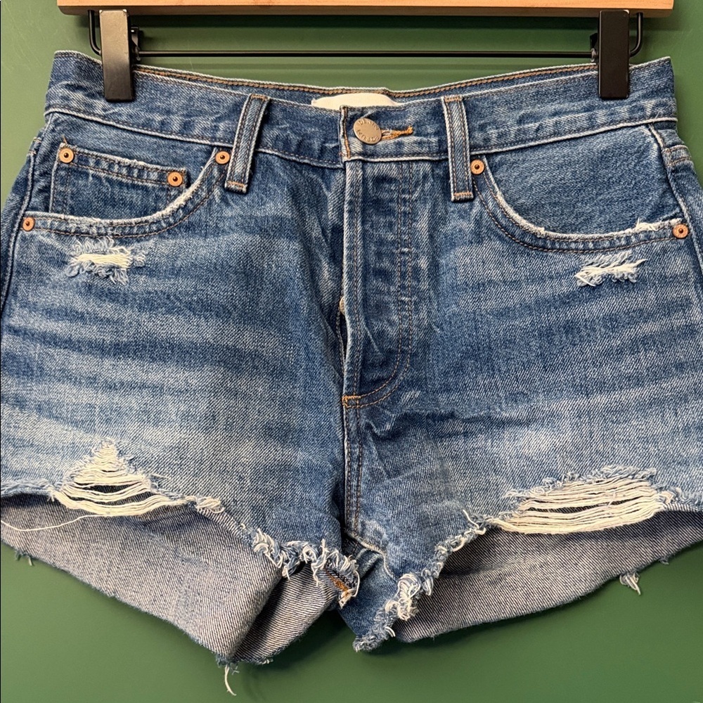 Aritzia Denim Forum The Ex Boyfriend Distressed Cutoff Jean Shorts Womens 24